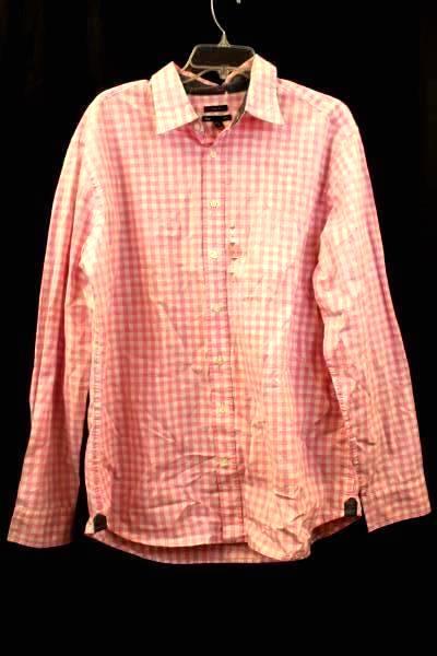 Gap Men's Button Up Shirt Dress Shirt Long Sleeve Pink White Plaid Size XL