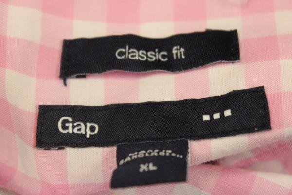 Gap Men's Button Up Shirt Dress Shirt Long Sleeve Pink White Plaid Size XL