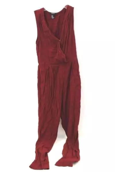 Forever 21 Gold Blouse and Red Jumper Suit One Piece Women's Size Small