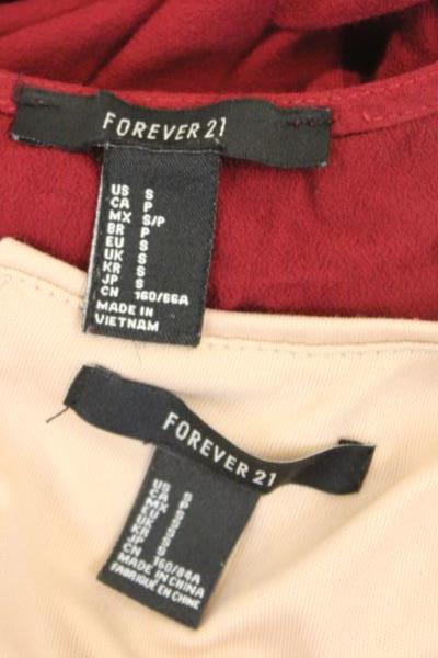 Forever 21 Gold Blouse and Red Jumper Suit One Piece Women's Size Small