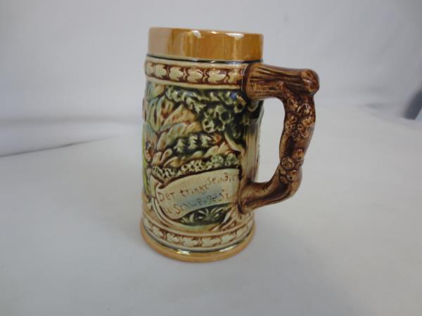 Vintage Enesco Ceramic California Tankard Stein German Drink Beer Remains Silent