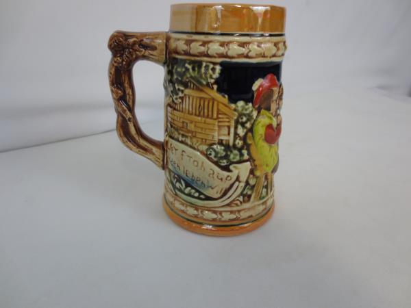 Vintage Enesco Ceramic California Tankard Stein German Drink Beer Remains Silent