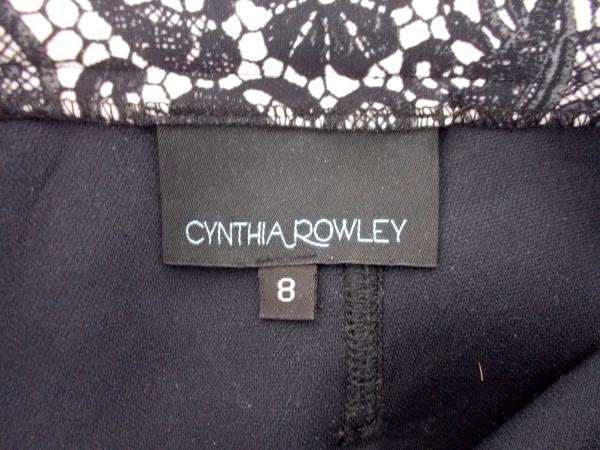 CYNTHIA ROWLEY Leggings Black & White Lace Print Neoprene Scuba Knit Sz 8 EUC