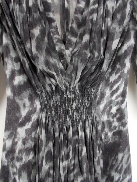 ANNA MOLINARI Silk V Neck Dress Gray Grey Tone Cocktail Italy Size 38