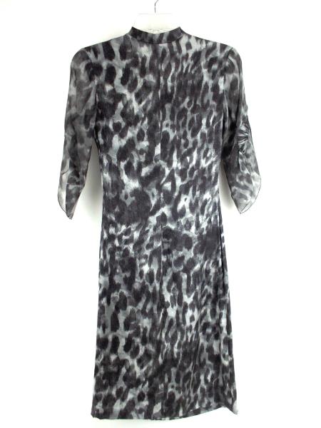 ANNA MOLINARI Silk V Neck Dress Gray Grey Tone Cocktail Italy Size 38
