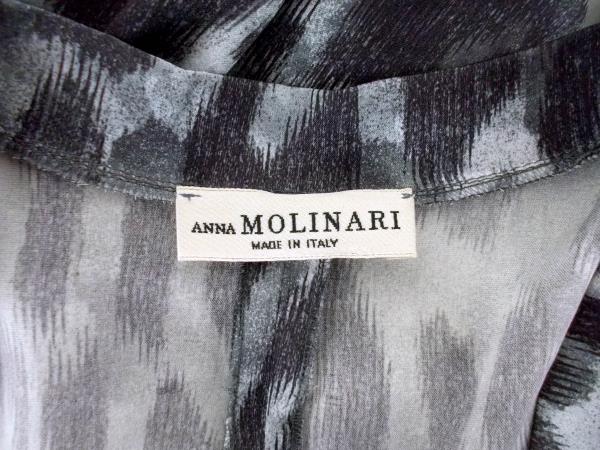 ANNA MOLINARI Silk V Neck Dress Gray Grey Tone Cocktail Italy Size 38