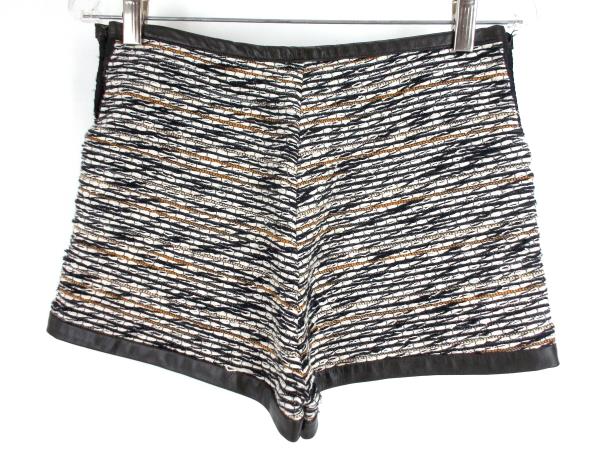 TER ET BANTINE Ethnic Weave Cotton Shorts High Waist Leather Trimmed Size 8
