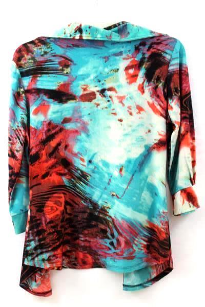 Laura Max Women's Button Up Top Multi-Color Abstract Design Size L