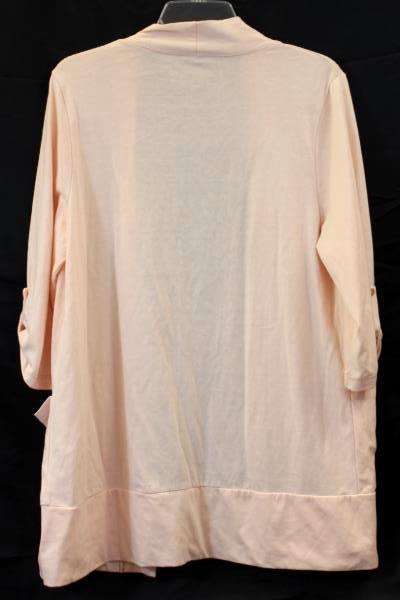 Indigo Women's Cardigan Light Pink w/ Pockets Half Sleeves Button Folded Size XL