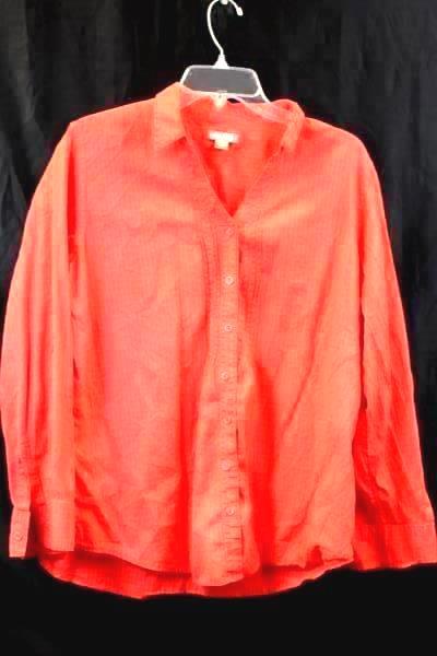 Lot Of 3 Women's Button Up Shirts Pink Salmon White & Blue Striped Size XL