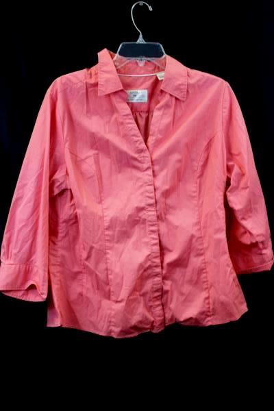 Lot Of 3 Women's Button Up Shirts Pink Salmon White & Blue Striped Size XL