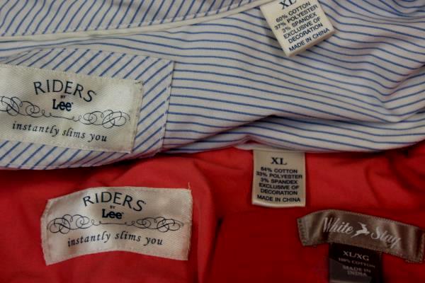 Lot Of 3 Women's Button Up Shirts Pink Salmon White & Blue Striped Size XL