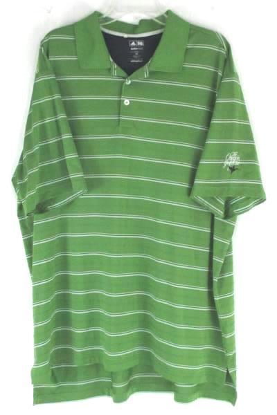 Adidas ClimaCool Gold Polo Size XXL Green Striped Polyester Oregon Golf Club