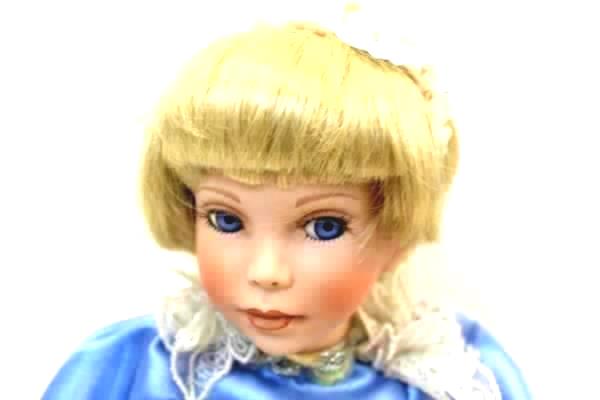 16" Porcelain Doll Angel of Peace from Paradise Galleries Blonde Blue Dress