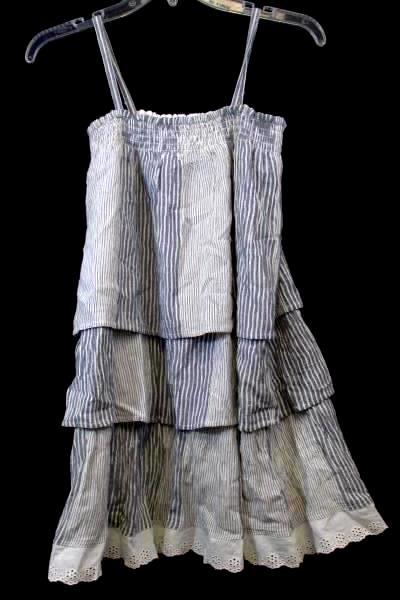 Gap Kids Dress Gray Grey White Lines Spaghetti Straps Size XL