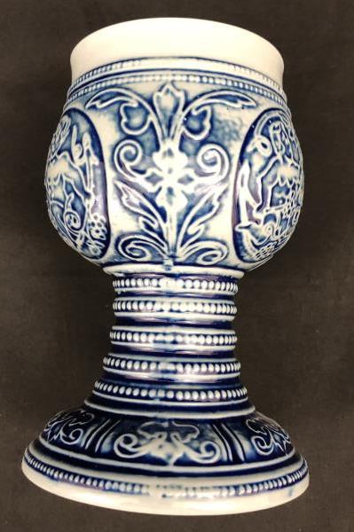 Personalized MAR GRET Ceramic Goblet Gebrüder Plein Speicher Germany Blue Relief