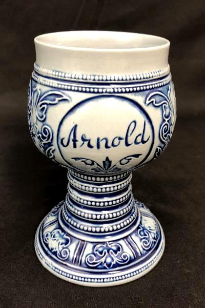 Personalized Arnold Ceramic Goblet Gebrüder Plein Speicher Germany Blue