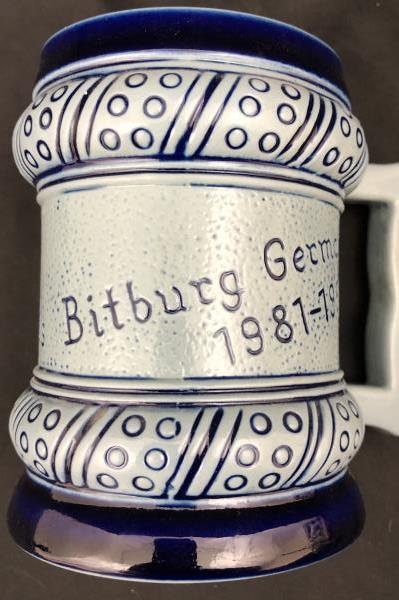 Gebrüder Plein Speicher Ceramic Stein Germany Blue GPS Bowling League
