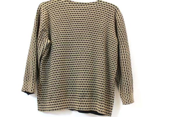 GNW Women's Button Up Shirt Black Tan Design Long Sleeve 81% Cotton Size Medium