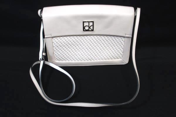 CALVIN KLEIN Leather Purse light pink Shoulder Strap w/Buckle Weaved