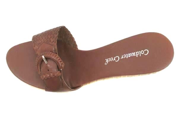 Coldwater Creek Wedge Heel Sandals Weaved Leatuer Buckle Size 8