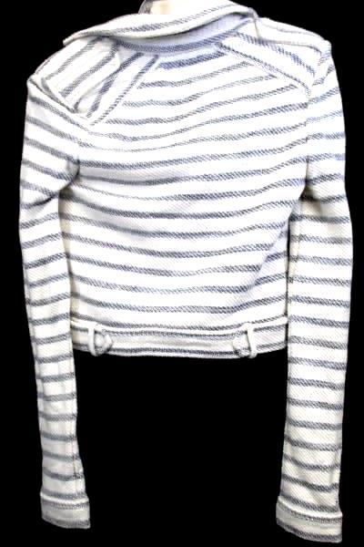 Sweatshirt By BCGC Maxizaria White Navy Blue Stripes Turtle Neck Women's SizeXS