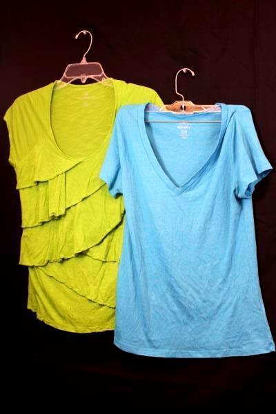 Women's Lot of 2 Blouse & T Shirt by Old Navy & Liz Claiborne- Blue Green Size M