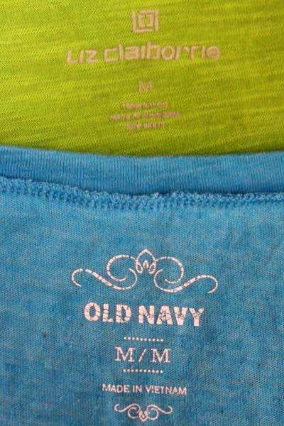 Women's Lot of 2 Blouse & T Shirt by Old Navy & Liz Claiborne- Blue Green Size M