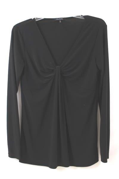Daisy Fuentes Women's Blouse Black V-Neck Long Sleeve Size Small