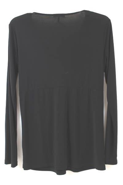 Daisy Fuentes Women's Blouse Black V-Neck Long Sleeve Size Small