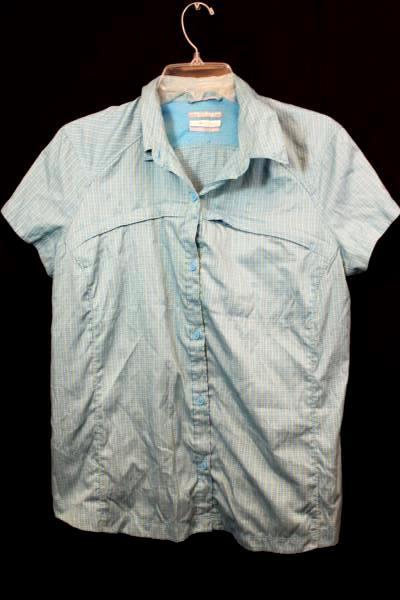Lot of 2 Women's Button Up Shirts Grey Blue Green Plaid Size XL ~Columbia Liz Cl