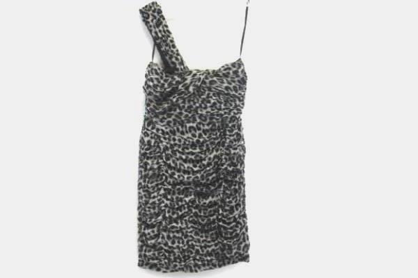 Dress By Calvin Klein Size 10 Leopard Silver Halter Top Dress With Zippered Back