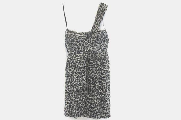 Dress By Calvin Klein Size 10 Leopard Silver Halter Top Dress With Zippered Back