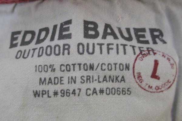 Men's Shirt By Eddie Bauer Green Brown Button V-Neck Short Sleeved Size L