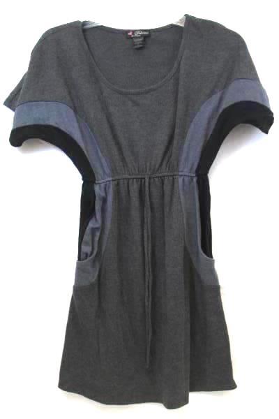 Dress by Delirious Solid Dark Gray w/Light Gray & Black Stripes Women's Size S