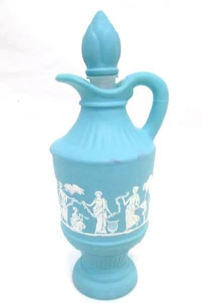 Vintage Miniature Greek Style Pitcher By Avon Light Blue w/ White Design