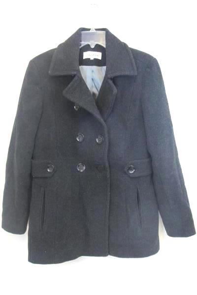 Calvin Klein Peacoat Jacket Double Breasted Black Wool Women's Size 6 Lined