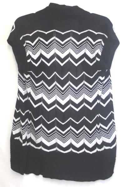 Women's Cardigan by Belldini White Black Design Short Sleeve No Buttons Size S