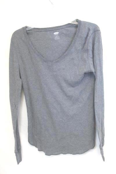 Old Navy Women's T-Shirt Gray Grey Waffle Long Sleeve Size Large