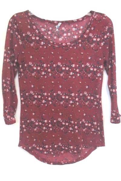 Wallflower Women's Red Floral Shirt 100% Polyester Size Medium