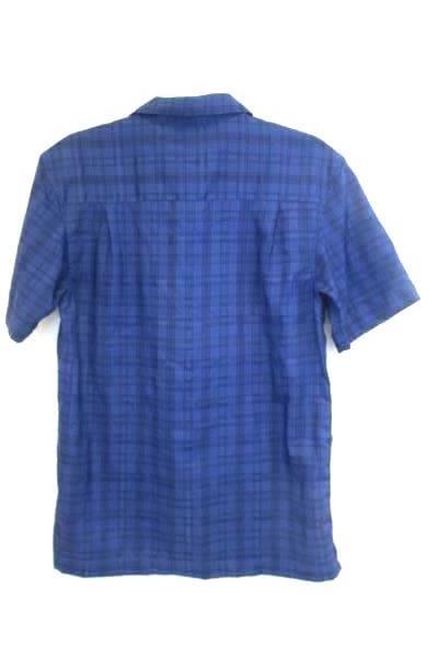 Dark Blue Plaid Men's Button Up Shirt By George Size Small