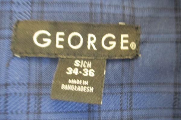 Dark Blue Plaid Men's Button Up Shirt By George Size Small