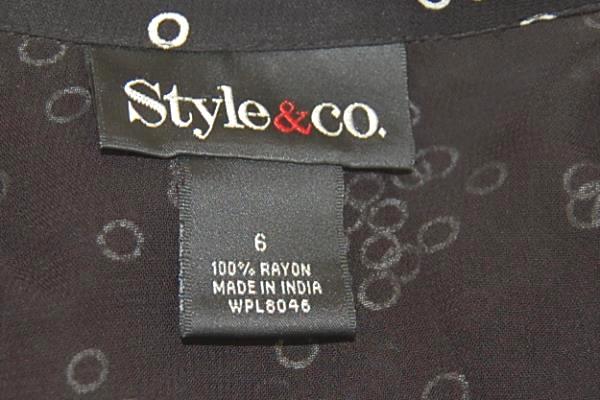 Women Style & Co Blouse & Skirt Set Black & White Bubbles Light Flowing Spring 6