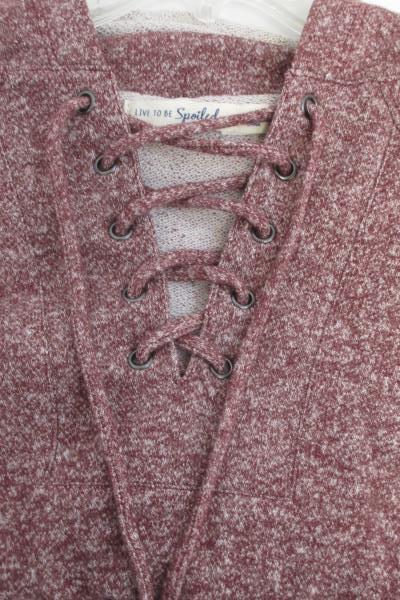 Muscle T Live To Be Special Red Lacy Up Neckline Woman's Size Medium
