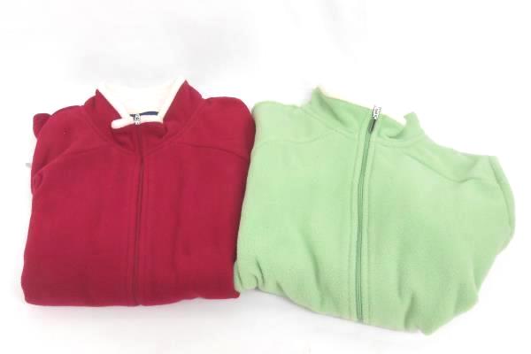 Lot of 2 Women's Van Heusen Zip up Fleece Vests Pink Green Medium