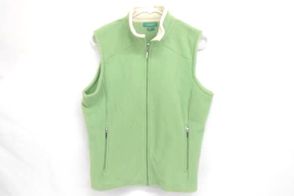 Lot of 2 Women's Van Heusen Zip up Fleece Vests Pink Green Medium