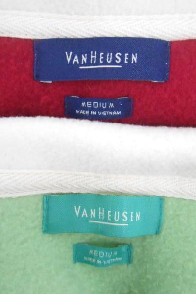 Lot of 2 Women's Van Heusen Zip up Fleece Vests Pink Green Medium