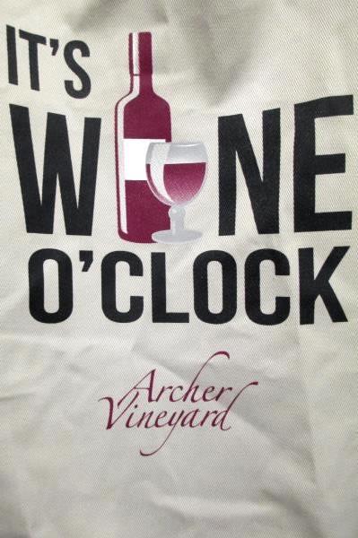 Apron by Archer Vineyard "It's Wine O'Clock" Tan Color, Adjustable Strap