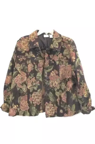 Erika Women's Suit Jacket Multi Color Roses Size XL