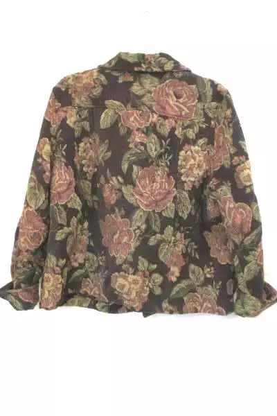 Erika Women's Suit Jacket Multi Color Roses Size XL